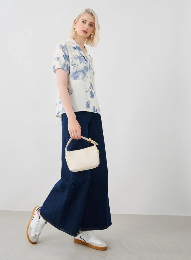 Take Two Take Two Floral Print Notch Label Neck Shirt