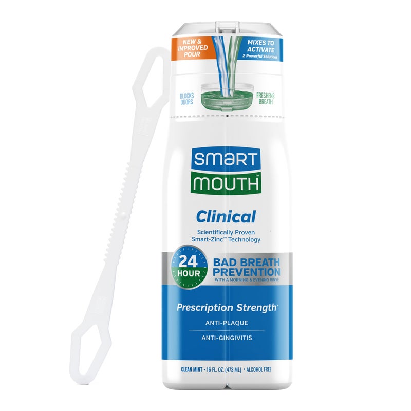 SmartMouth DDS Activated Clinical Mouthwash with Tongue Cleaner - for Fresh Breath - Clinical Strength Mouthwash for Gum Health, Gingivitis & More - Clean Mint Flavor, 16 fl oz - Image 1