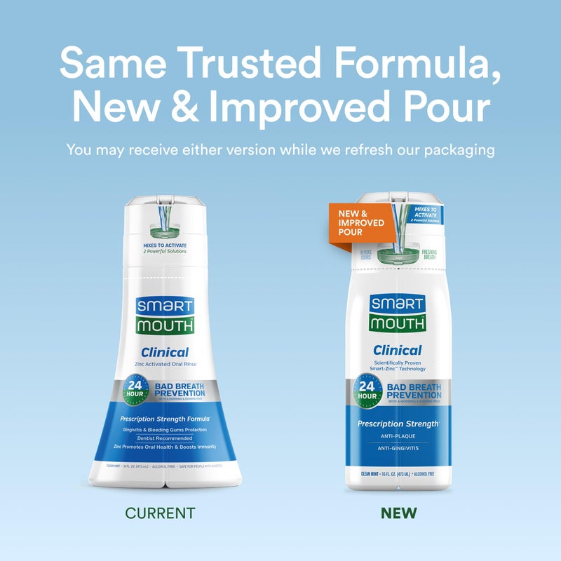 SmartMouth DDS Activated Clinical Mouthwash with Tongue Cleaner - for Fresh Breath - Clinical Strength Mouthwash for Gum Health, Gingivitis & More - Clean Mint Flavor, 16 fl oz - Image 2