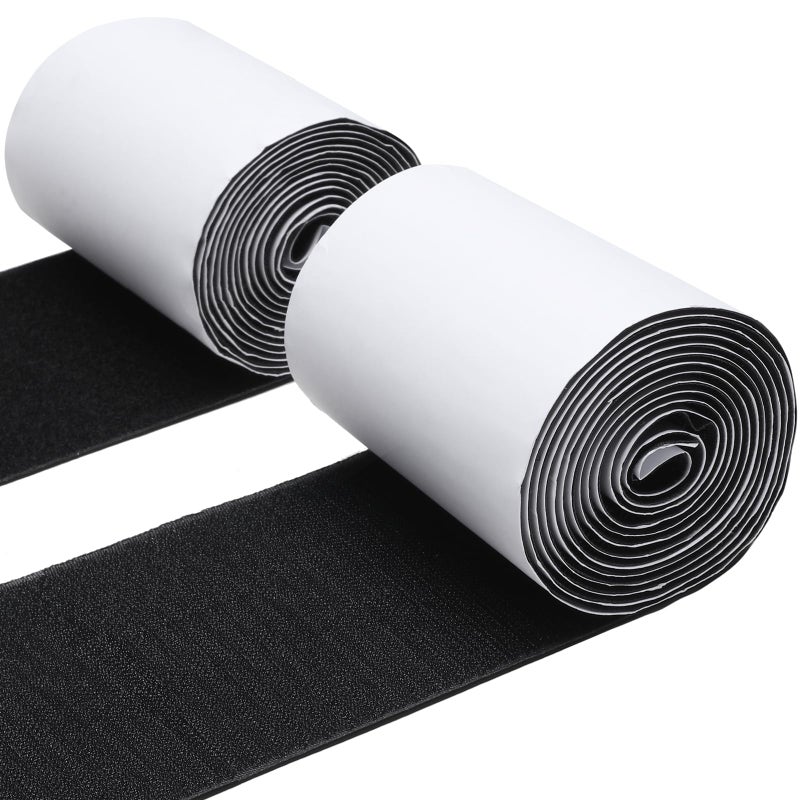 MAXECHO 4.4 Inches x 7 Feet Strong Sticky Back Heavy Duty Hook and Loop Tape with Adhesive, Non-Slip Couch Cushion Grip Accessories, Double Sided Strip Roll to Prevent Sliding, Black - Image 1