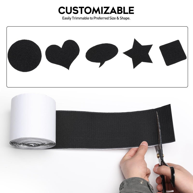 MAXECHO 4.4 Inches x 7 Feet Strong Sticky Back Heavy Duty Hook and Loop Tape with Adhesive, Non-Slip Couch Cushion Grip Accessories, Double Sided Strip Roll to Prevent Sliding, Black - Image 5