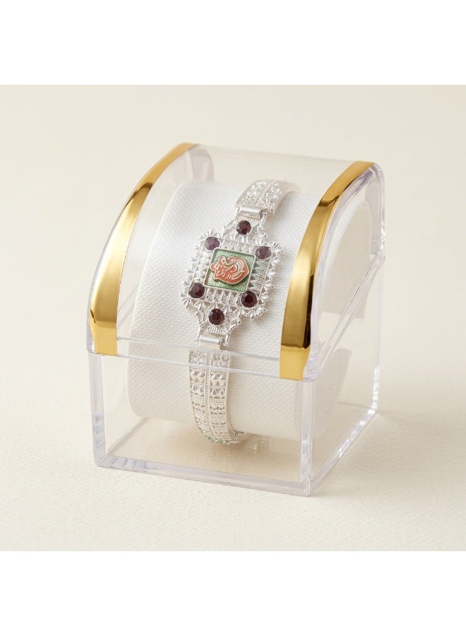 Traditional Ganesha Bracelet Rakhi for Men with Stone and Enamel Detailing, Puja Plate, Roli and Chawal – 1 Rakhi Set - Image 5