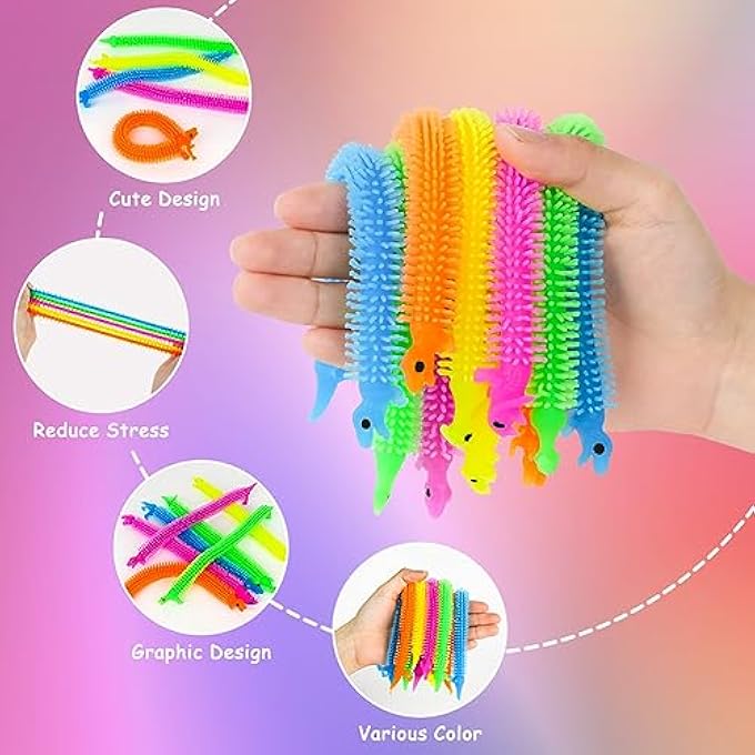 Ainiv Dinosaur Stretchy String Toy, Pack of 10 Stress Relief Toy, Squeeze, Stretchy Strings, Sensory Fidget Toy for Children and Adults with Autism and ADHD Therapy - Image 2