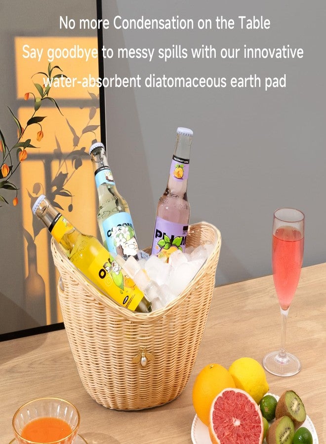 Lexenic دلو ثلج ليكسينيك بمقبض، تصميم سلة مزدوجة الطبقات من النسيج والأكريليك، دلو نبيذ شمبانيا سعة 4 لترات مناسب لحانات الكوكتيل والحفلات - مضاد لتجمد اليدين ومضاد لتسرب الماء (كيتا) - Image 2