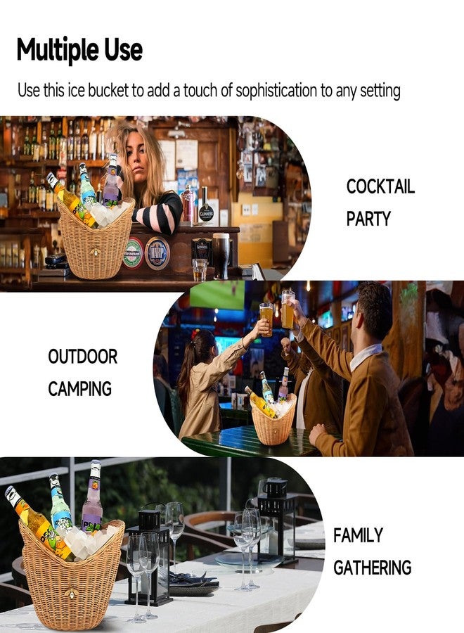 Lexenic دلو ثلج ليكسينيك بمقبض، تصميم سلة مزدوجة الطبقات من النسيج والأكريليك، دلو نبيذ شمبانيا سعة 4 لترات مناسب لحانات الكوكتيل والحفلات - مضاد لتجمد اليدين ومضاد لتسرب الماء (كيتا) - Image 3