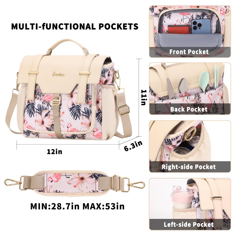 Scothen Lunch Bag Women,Insulated Adult Lunch Box,Womens Lunch Bags for Work,Large Lunch Tote Bag with Shoulder Strap,Cute Lunch Cooler Purse with Water Bottle Holder for Teacher Nurse Office Picnic - Image 4