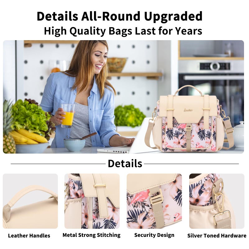 Scothen Lunch Bag Women,Insulated Adult Lunch Box,Womens Lunch Bags for Work,Large Lunch Tote Bag with Shoulder Strap,Cute Lunch Cooler Purse with Water Bottle Holder for Teacher Nurse Office Picnic - Image 5