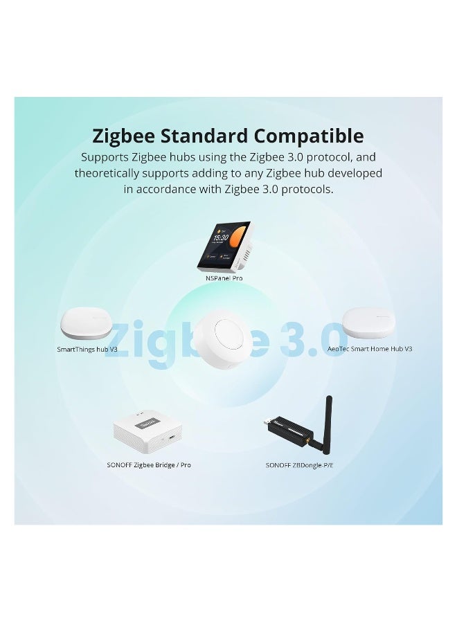 SNZB-01P Zigbee Wireless Switch - Create Smart Scenes and Control Connected Devices via App with Three Options; Requires ZigBee Bridge; Certified for Humans Device.