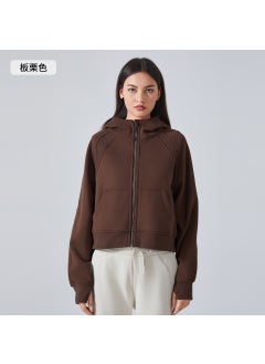 Generic Velvet Hoodie Jacket Womens Casual Sportswear Chestnut 
