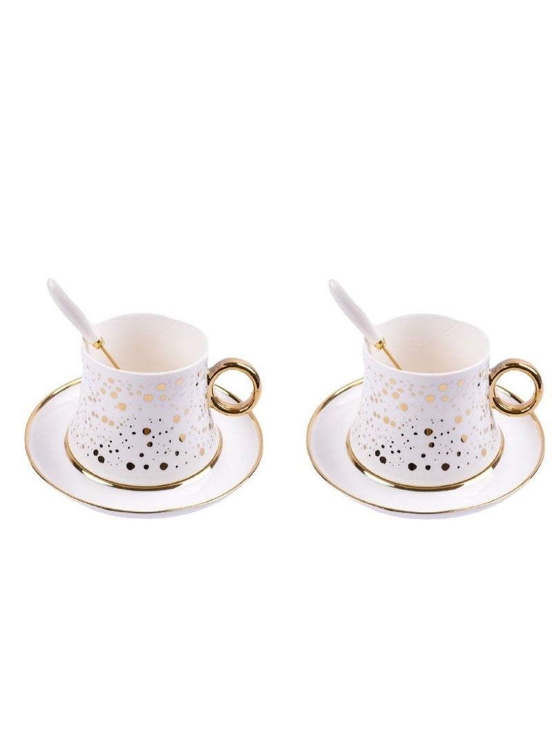 6-Piece Fine Bone Ceramic Cup And Saucer Set With Spoon  - Image 1
