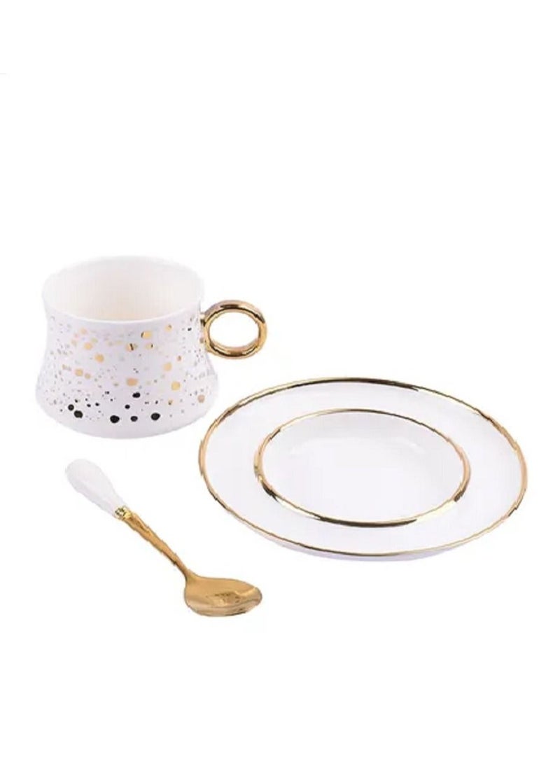 6-Piece Fine Bone Ceramic Cup And Saucer Set With Spoon  - Image 4