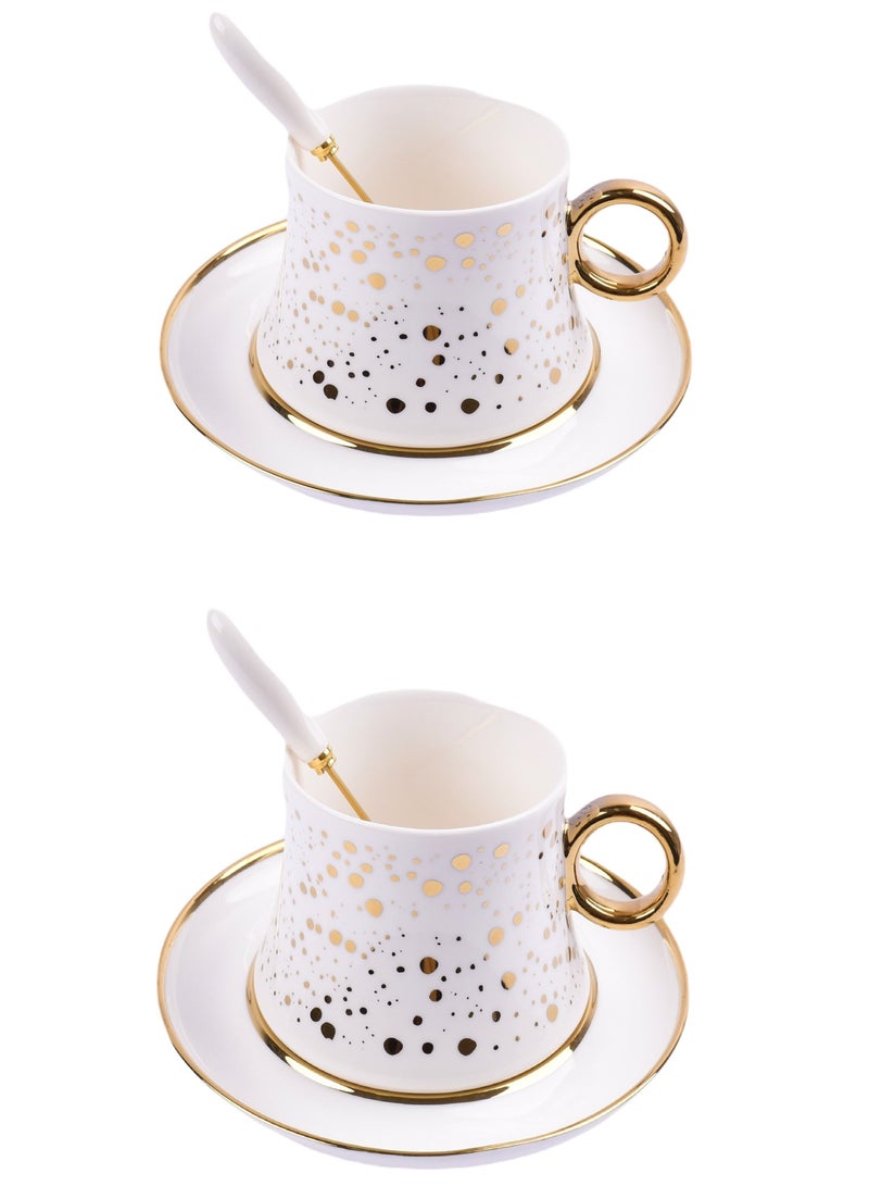 6-Piece Fine Bone Ceramic Cup And Saucer Set With Spoon  - Image 2