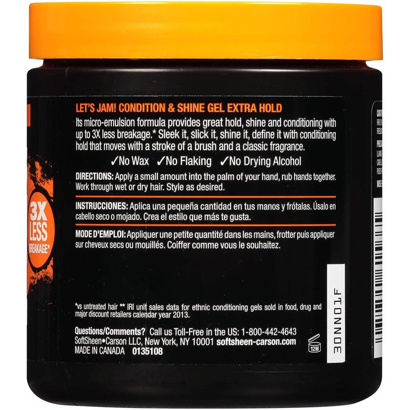 SoftSheen-Carson SoftSheen Hair Gel Carson Dark and Lovely Let's Jam, Shining and Conditioning Gel, Extra Hold, For all Hair Types, Styling Gel Also Great for Braiding, Twisting & Smooth Edges, Value Size 14oz - Image 2