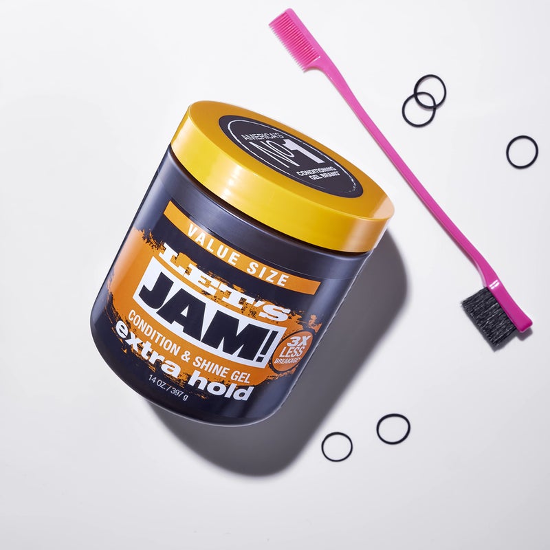 SoftSheen-Carson SoftSheen Hair Gel Carson Dark and Lovely Let's Jam, Shining and Conditioning Gel, Extra Hold, For all Hair Types, Styling Gel Also Great for Braiding, Twisting & Smooth Edges, Value Size 14oz - Image 3