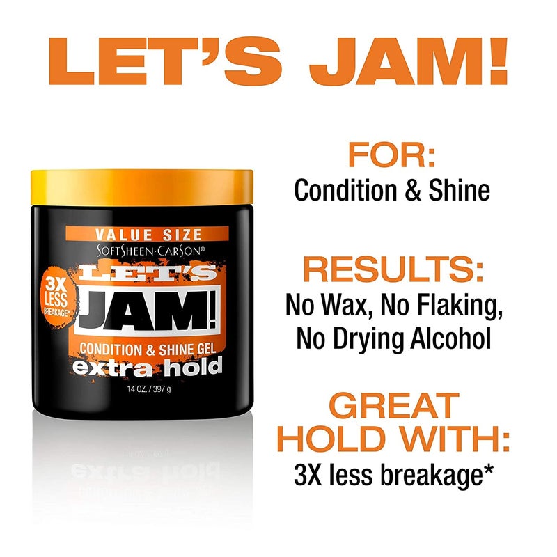 SoftSheen-Carson SoftSheen Hair Gel Carson Dark and Lovely Let's Jam, Shining and Conditioning Gel, Extra Hold, For all Hair Types, Styling Gel Also Great for Braiding, Twisting & Smooth Edges, Value Size 14oz - Image 5