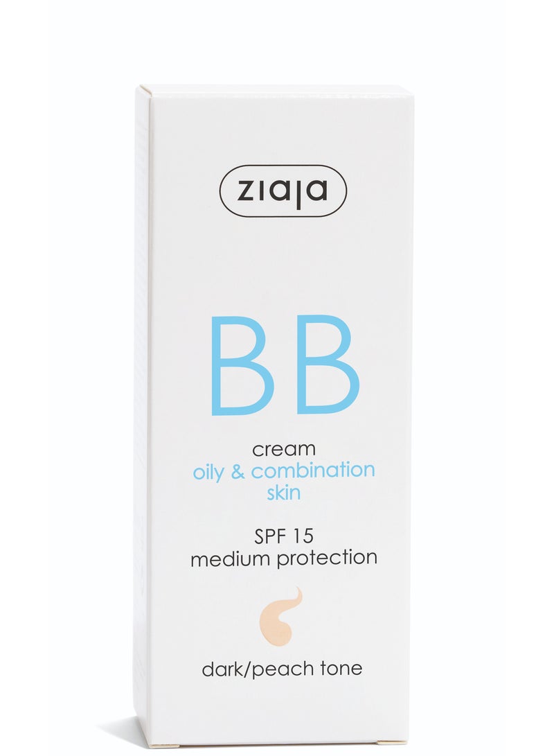 Ziaja BB Cream Oily Combination Skin Dark Peach Tone SPF15 - Image 2