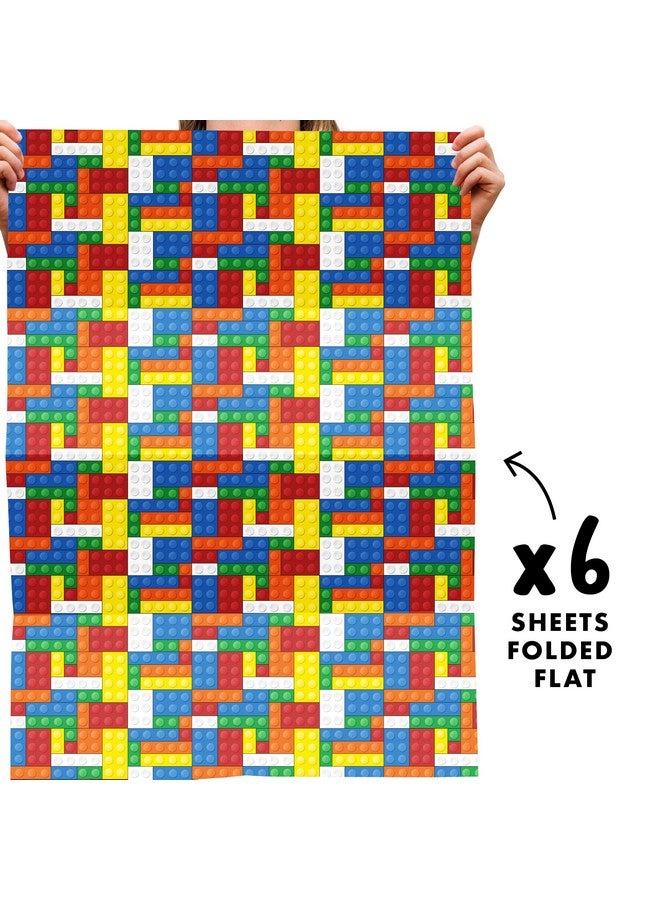 Central 23 Colorful Wrapping Paper 6 Sheets Of Gift Wrap Birthday Wrapping Paper For Kids Building Blocks For Boys And Girls Birthday Party Recyclable Comes With Fun Stickers - Image 5