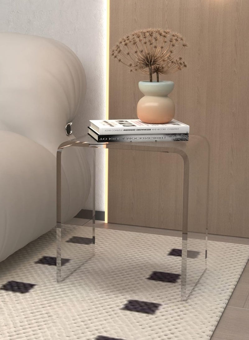 TPGP Acrylic Sofa End Table, Rounded Edges Waterfall Side Table, Modern Lucite Square Coffee Table, Nightstand and Stool for Living Room Bedroom, Study, Showroom, Office, Bathroom (U-Shaped 1PCS) - Image 5