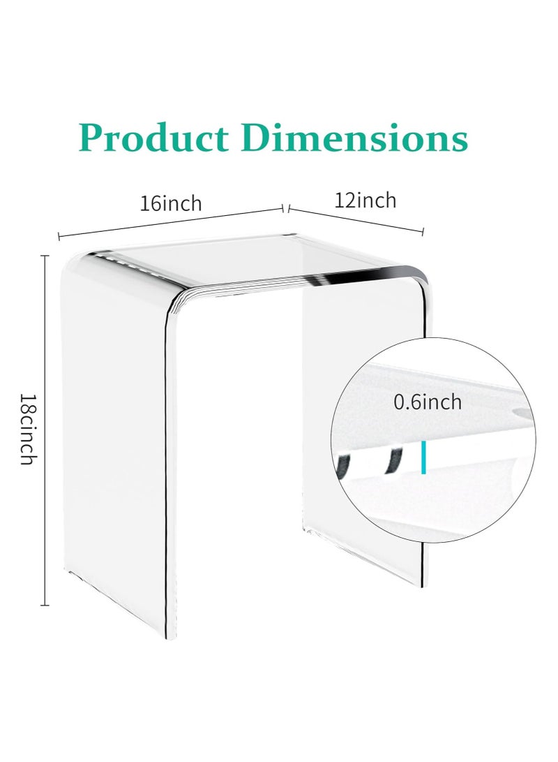 TPGP Acrylic Sofa End Table, Rounded Edges Waterfall Side Table, Modern Lucite Square Coffee Table, Nightstand and Stool for Living Room Bedroom, Study, Showroom, Office, Bathroom (U-Shaped 1PCS) - Image 2