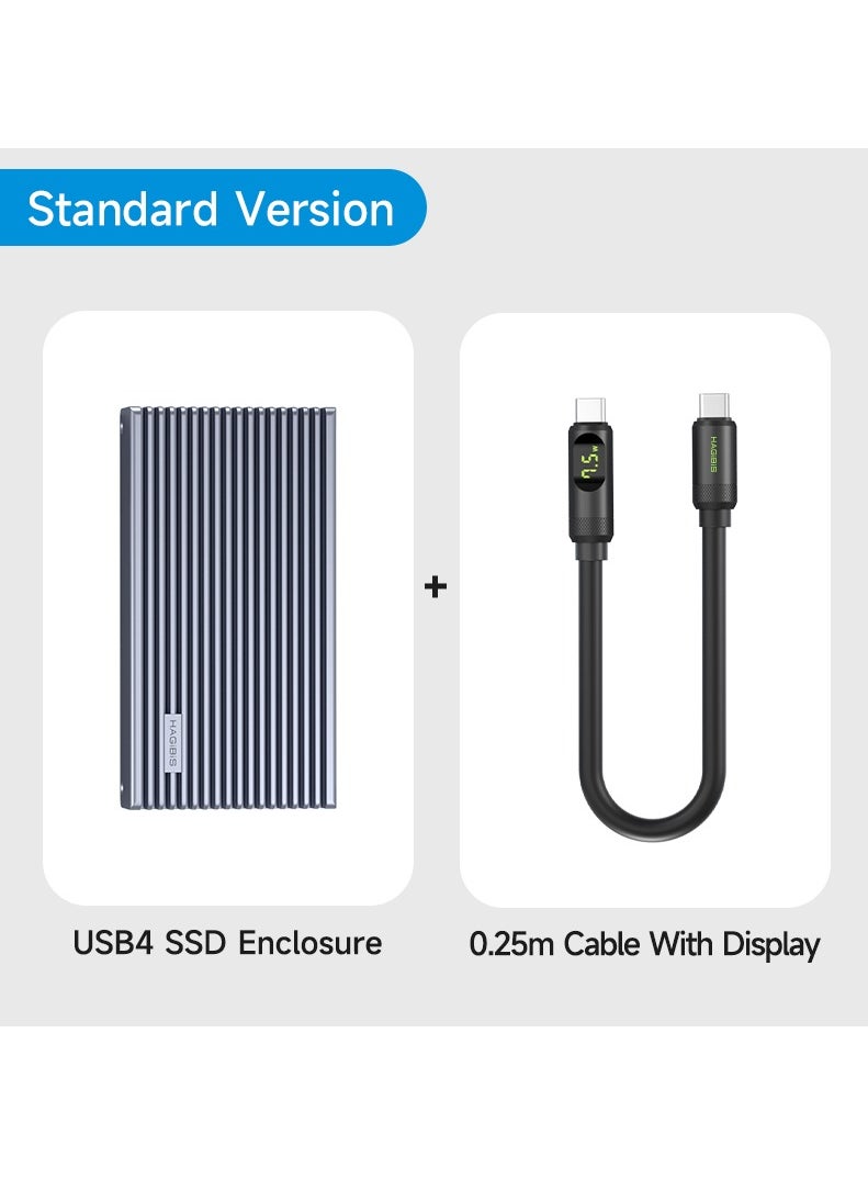 Hagibis - Hagibis 40Gbps USB4 M.2 NVMe SSD Enclosure With LED Display USB4 Cable for Thunderbolt 4/3 USB 3.2/3.1/3.0 B+M M-Key SSD Case - Image 1