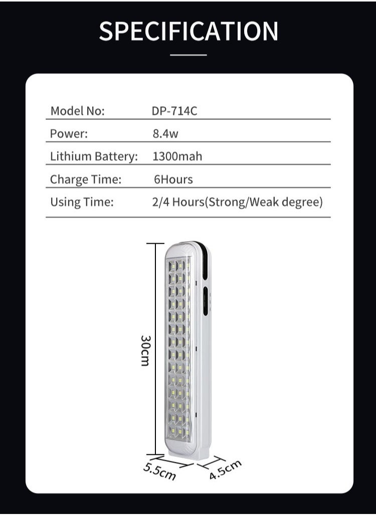 DP LED Portable Emergency Rechargeable Hand Lamp with Solar Panel Charge Port 8.4W  - Image 2
