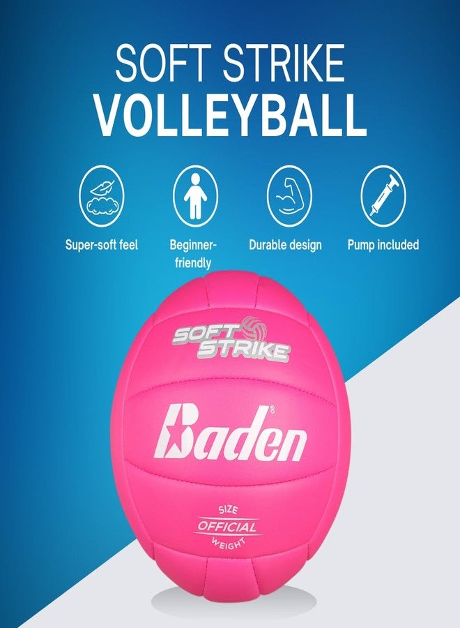 Baden | Soft Strike | Cushioned Synthetic Leather Recreational Volleyball | Indoor/Outdoor for Beginners & Youth | Official Size | Pink - Image 3