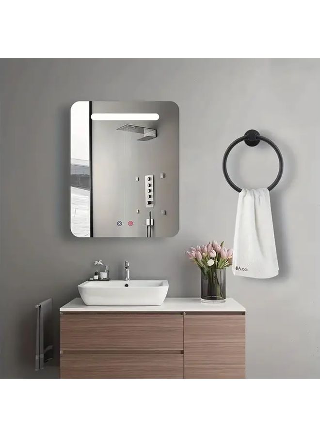Stainless Steel Towel Ring Round Wall Mounted Bathroom Kitchen Towel Holder Space Saving Minimalist Design 304 High Quality Black - Image 2