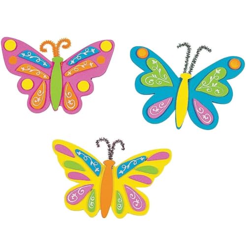 Fun Express Butterfly Foam Magnets Craft Kit Makes 12 DY Spring Crafts for Kids and Fun Home Activities - Image 1