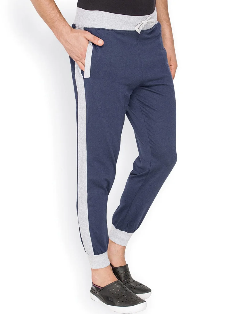 Campus Sutra Men's Indigo Blue Side-Block Trackpants