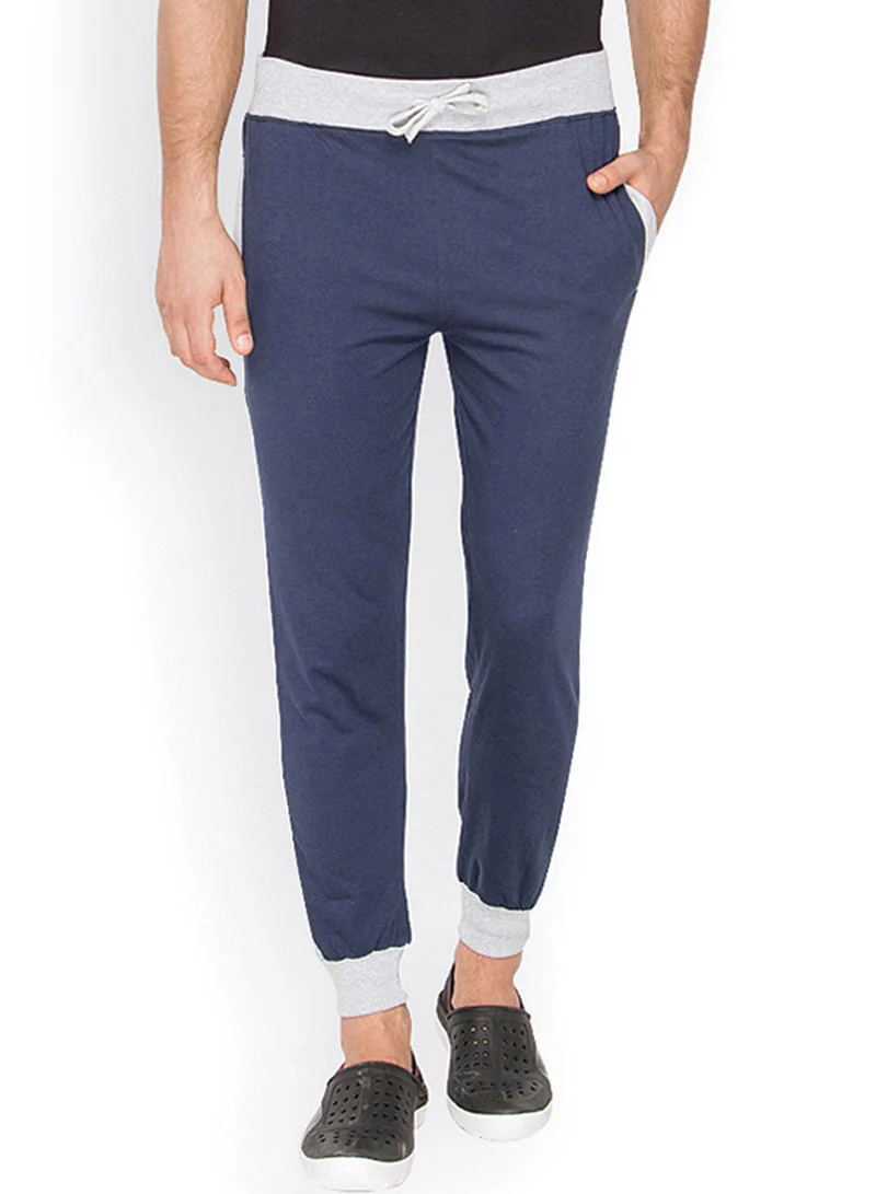 Campus Sutra Men's Indigo Blue Side-Block Trackpants