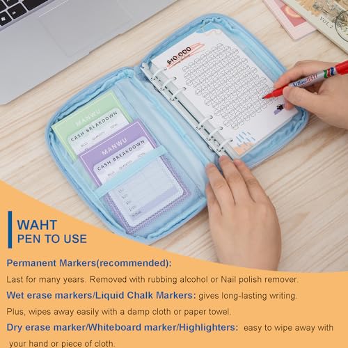 MANWU Laminated Money Savings Challenge Trackers for 6-Ring A6 Binders,Reusable cash Savings Tracker sheets,multiple budget cards for savings journey planner(15pcs) - Image 4