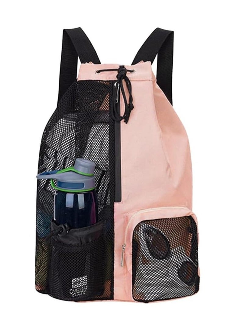 Swim Bag Trendy Swimming & Fitness Backpack with Breathable Mesh Drawstring Closure and Separate Wet Compartment, Tailored for Beach Vacations, Daily Workouts, and Sports Gear, for Swimming, Gym, and Workout Gear(Pink)