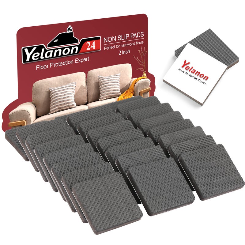 Yelanon Non Slip Furniture Pads24 pcs 2 Furniture Grippers Non Skid for Furniture LegsSelf Adhesive Rubber Feet Furniture FeetAnti Slide Hardwood Floors Protectors for Keep Couch Stoppers