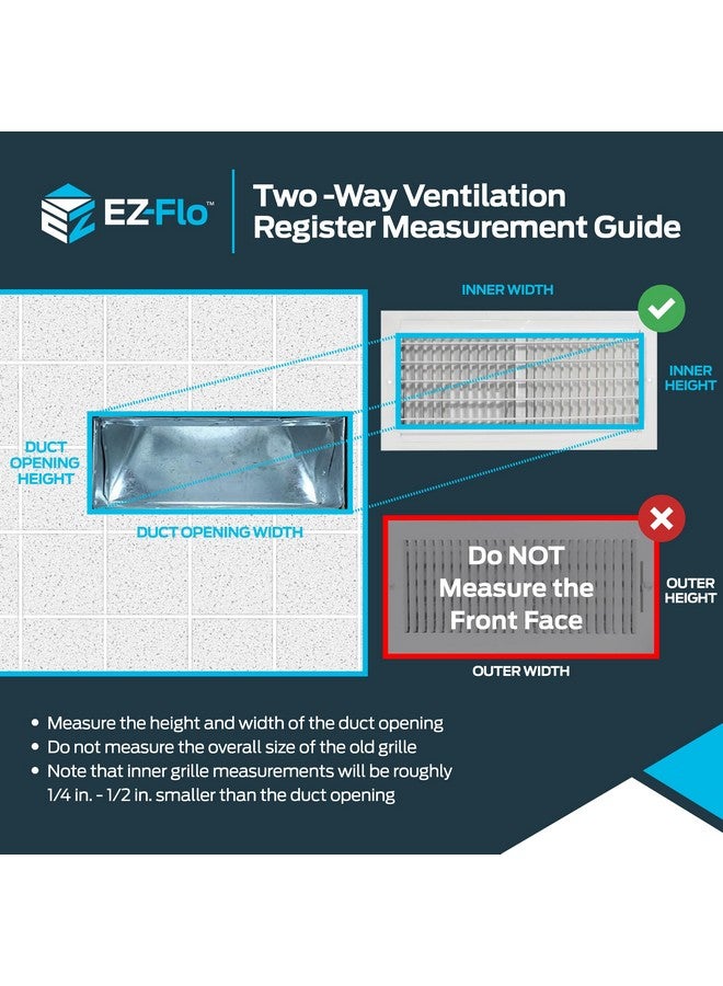 إي زي فلو غطاء فتحة تهوية EZ-FLO مقاس 14 × 6 بوصة (فتحة القناة) للحائط أو السقف، سجل تهوية ثنائي الاتجاه، غطاء سجل HVAC من الفولاذ الصلب، أبيض، 61613 - Image 3