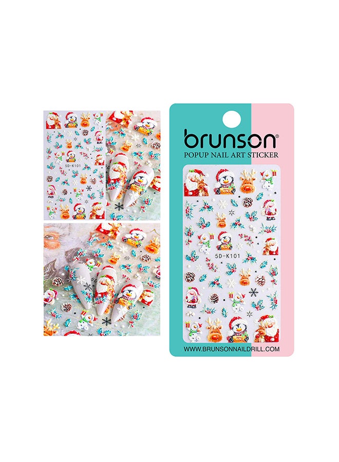 Snowflake Decals 5D Stereoscopic Embossed Snowman Nail Art Stickers 5D-K101
