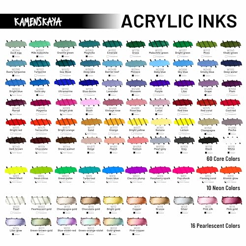 Kamenskaya Acrylic Inks for Artists - Acrylic Ink Set, Color Combination #9-4 pcs. 1 Fl Oz (30 ml) Each - Image 4