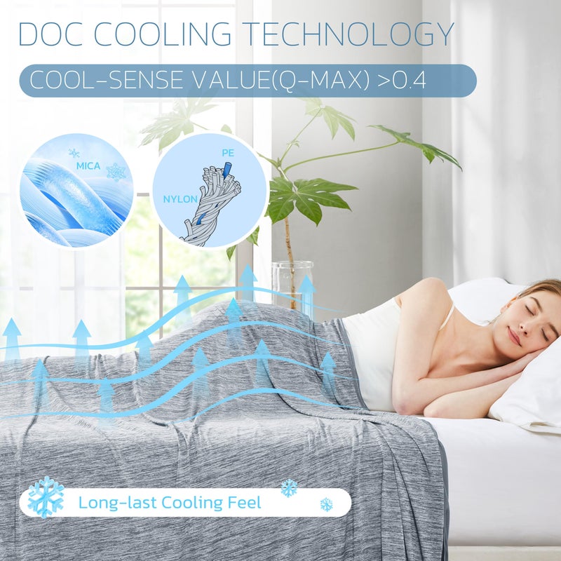 Degrees of Comfort Cooling Blanket Queen Size for Hot Sleepers, Q-Max>0.4 PolarEdge Cold Tech Fabric, Lightweight Breathable Summer Cool Blankets for Night Sweats & Hot Flashes, 90"x90", Grey - Image 4