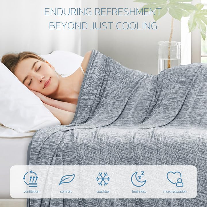 Degrees of Comfort Cooling Blanket Queen Size for Hot Sleepers, Q-Max>0.4 PolarEdge Cold Tech Fabric, Lightweight Breathable Summer Cool Blankets for Night Sweats & Hot Flashes, 90"x90", Grey - Image 2