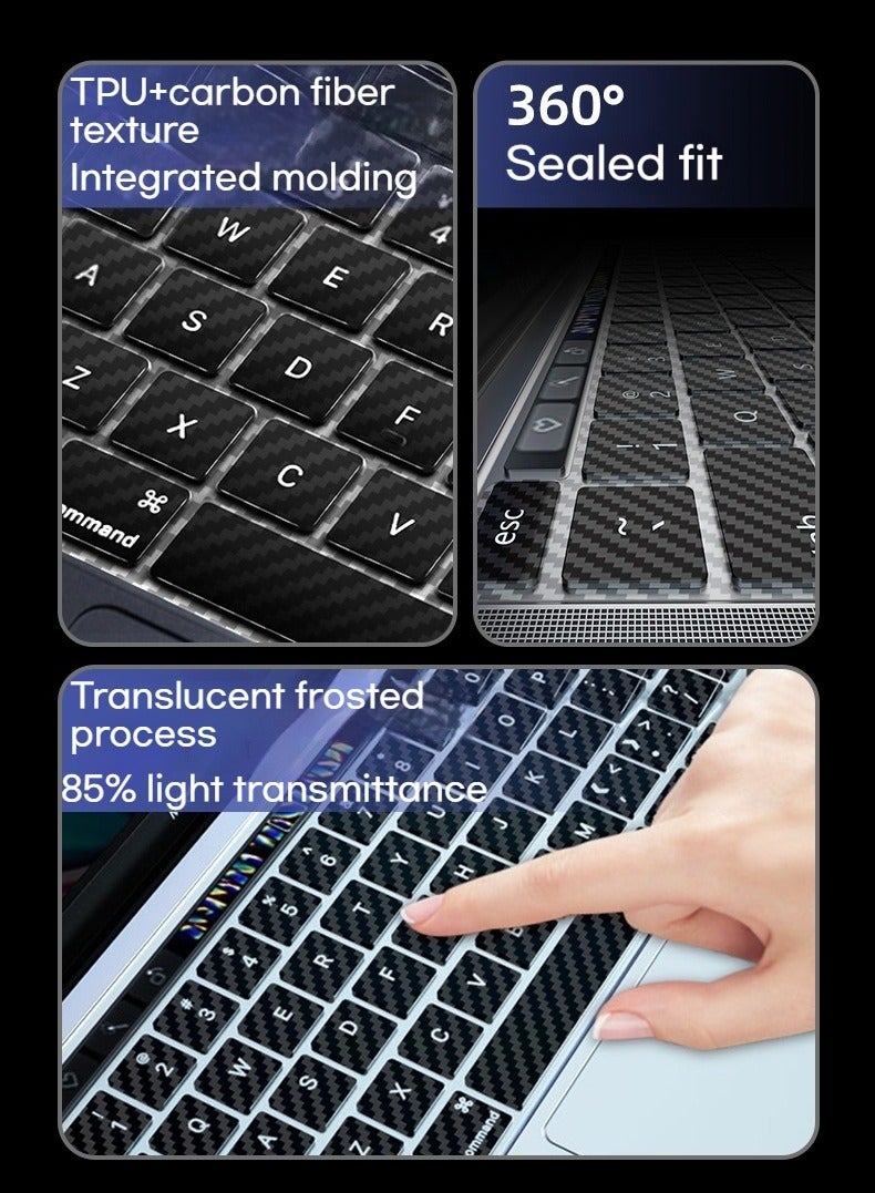أوليس فيرس  واقي لوحة المفاتيح لجهاز Apple MacBook Pro 13 A2442 و Air 13 A2442 - من TPU بألياف الكربون - Image 4