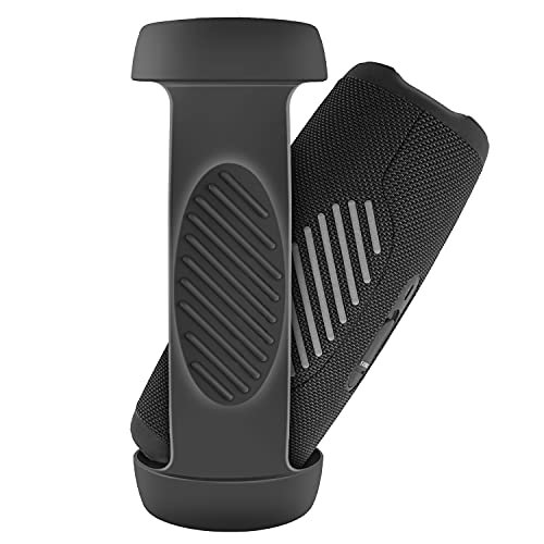 Comecase Silicone Case Cover for JBL Charge 5 Waterproof Portable Bluetooth Speaker, Travel Carrying Protective Gel Soft Skin, Waterproof Rubber Pouch with Shoulder Strap and Carabiner - Black - Image 5