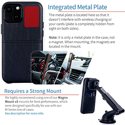 Dockem Wallet Case for iPhone 13 mini with Built-in Metal Plate for Magnetic Mounting & 1 Lay-Flat Credit Card Holder Pockets Exec M1, Premium Synthetic Leather (5.4" iPhone 13 mini, Black) - Image 3