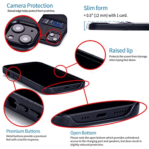 Dockem Wallet Case for iPhone 13 mini with Built-in Metal Plate for Magnetic Mounting & 1 Lay-Flat Credit Card Holder Pockets Exec M1, Premium Synthetic Leather (5.4" iPhone 13 mini, Black) - Image 4