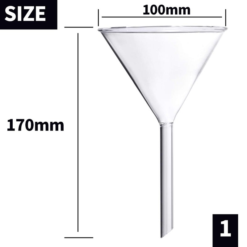 Young4us Glass Funnel Set, 4 Pcs Lab Borosilicate Glass Funnels, 100mm (170mm Length), 75mm (130mm), 50mm (90mm) & 40mm (70mm) Diameter - Image 2