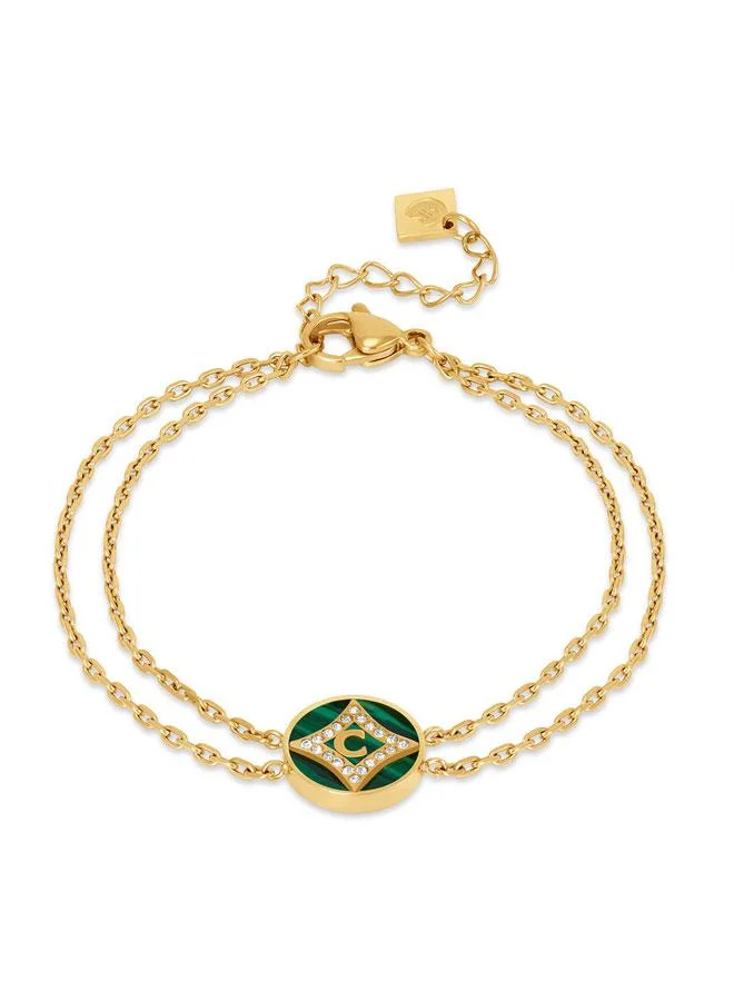 Tessa Gold Plated Stainless Steel Double Chain Bracelet for Women 330mm