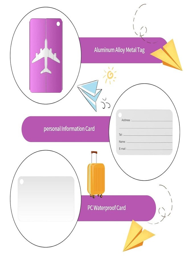THECLOUDMALL® Luggage Tags for Suitcases Anti-Break Travel Identify ID Label, 6 Pack Luggage Labels Aluminium Alloy Suitcase Tags (Multi-Color) - Image 2