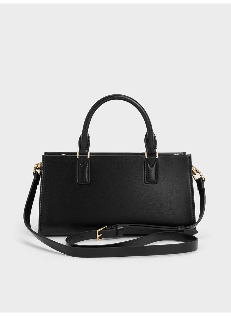 حقيبة يد صغيرة "كيري" من تشارلز آند كيث، حقيبة بمقبض وحقيبة كروس بودي - أسود