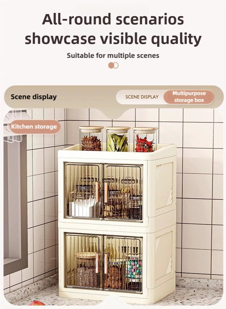 نيم منظم مكياج منظمات المكياج وعطور ومكياج قابل للطي - صندوق تخزين بسعة كبيرة لمستحضرات التجميل والإكسسوارات، مقاوم للغبار مع مساحة مخصصة لأحمر الشفاه والأقنعة | تخزين أنيق لطاولة المكياج - Image 5