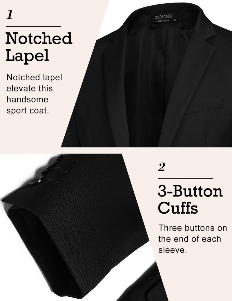 COOFANDY Men's Casual Blazer Jacket Slim Fit Sport Coats Lightweight One Button Suit Jacket (Black XL) - Image 4