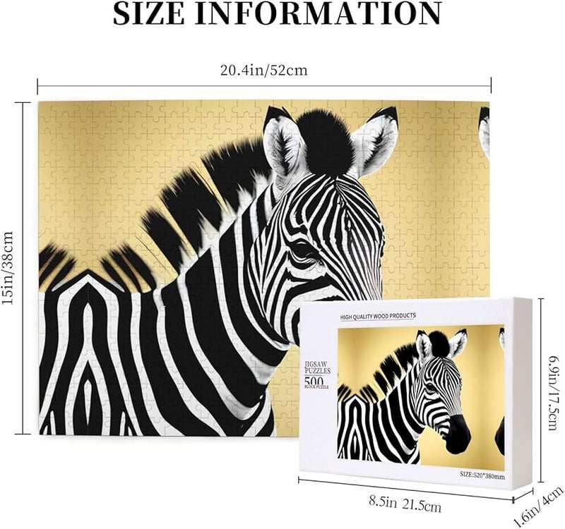 Black And White Zebra 500 Piece Jigsaw Puzzle For Adults Home Decor Gift - Image 4