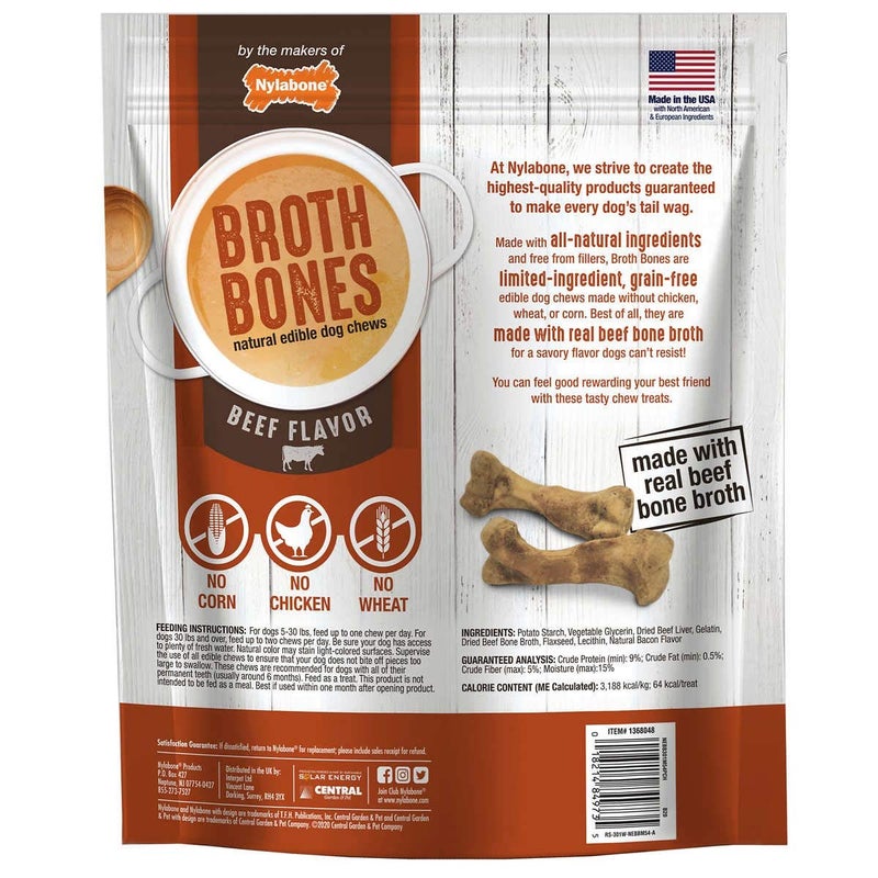 Nylabone Beef Broth Bones Dog Treats (Net 54Count), 2.38 Lb - Image 2